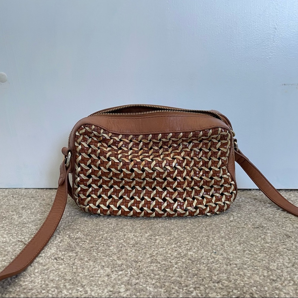 & Other Stories tan woven leather crossbody bag